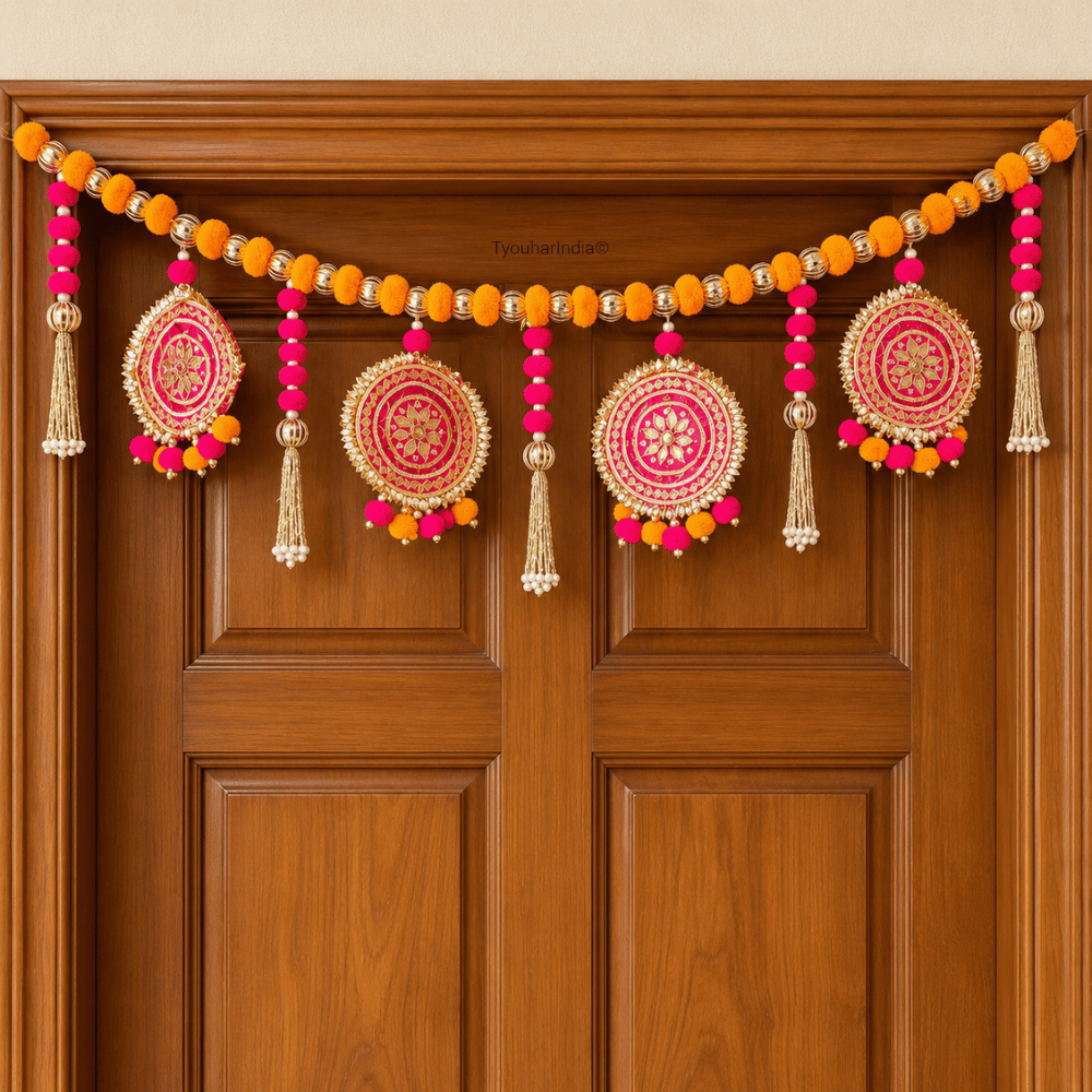 Kesari Orange & Pink Round Medallion Toran Bandhanwar