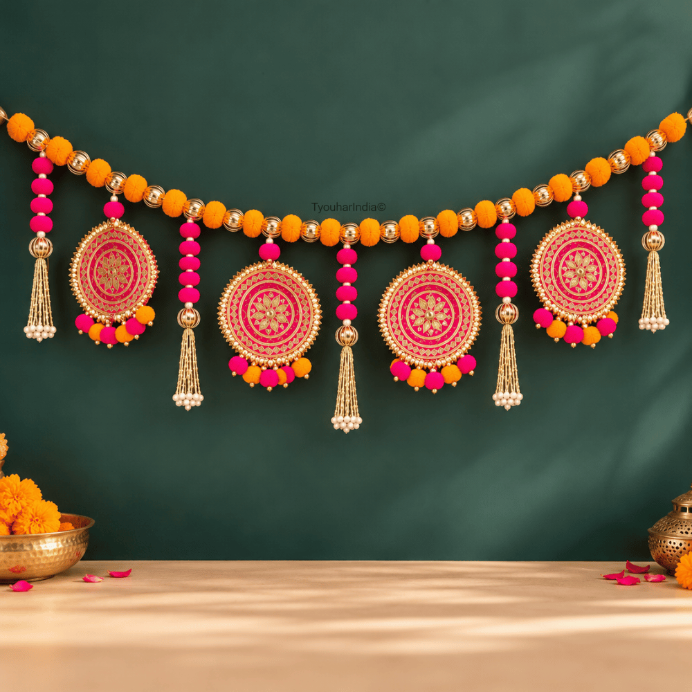 Kesari Orange & Pink Round Medallion Toran Bandhanwar