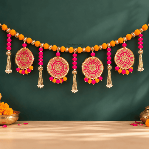 Kesari Orange & Pink Round Medallion Toran Bandhanwar