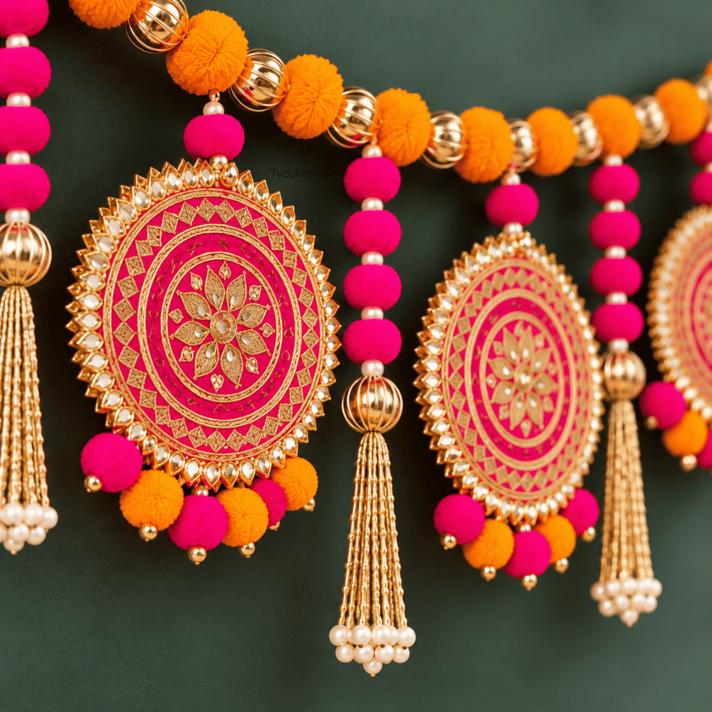 Kesari Orange & Pink Round Medallion Toran Bandhanwar