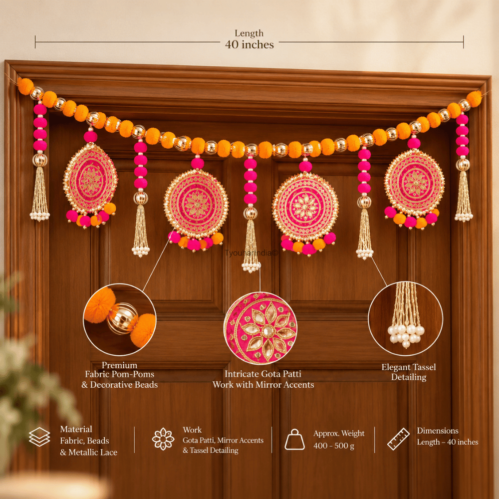 Kesari Orange & Pink Round Medallion Toran Bandhanwar