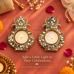 Rajsi Kalash Mirror Work Metal Diya Tea Light Candle Holder