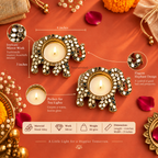 Gajraj Mirror Work Metal Elephant Diya Tea Light Candle Holder