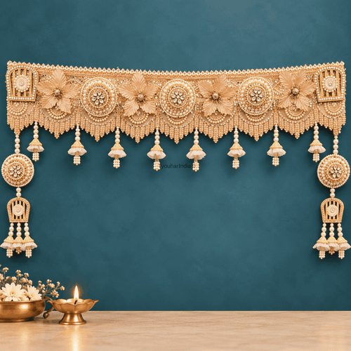 Champagne Peach & Gold Pearl Jhumka Toran Bandhanwar