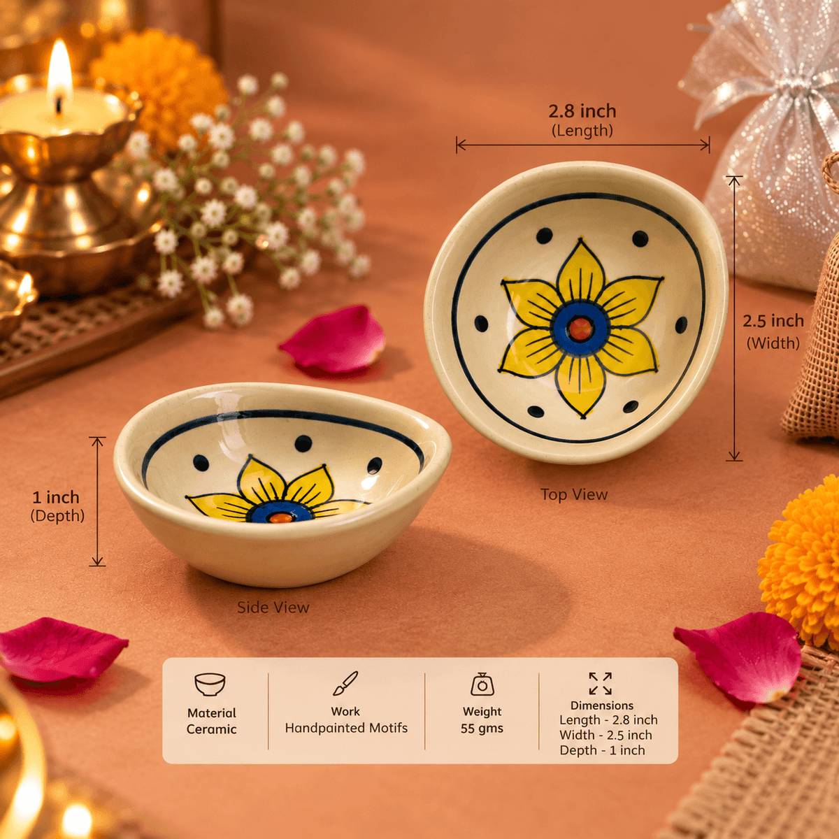 Ceramic Flower Diya
