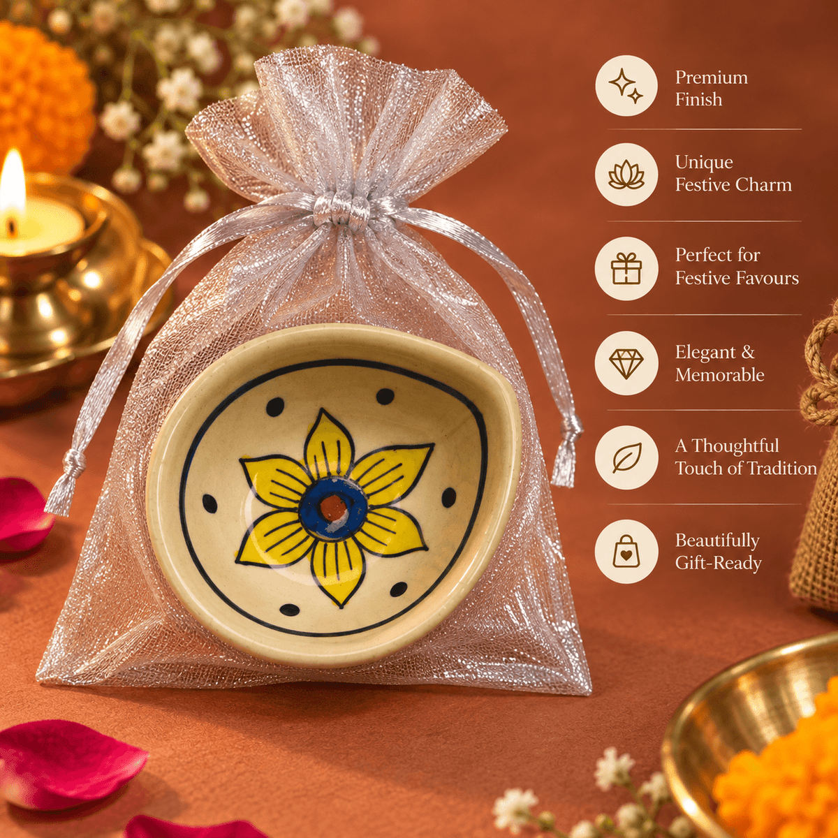 Ceramic Flower Diya