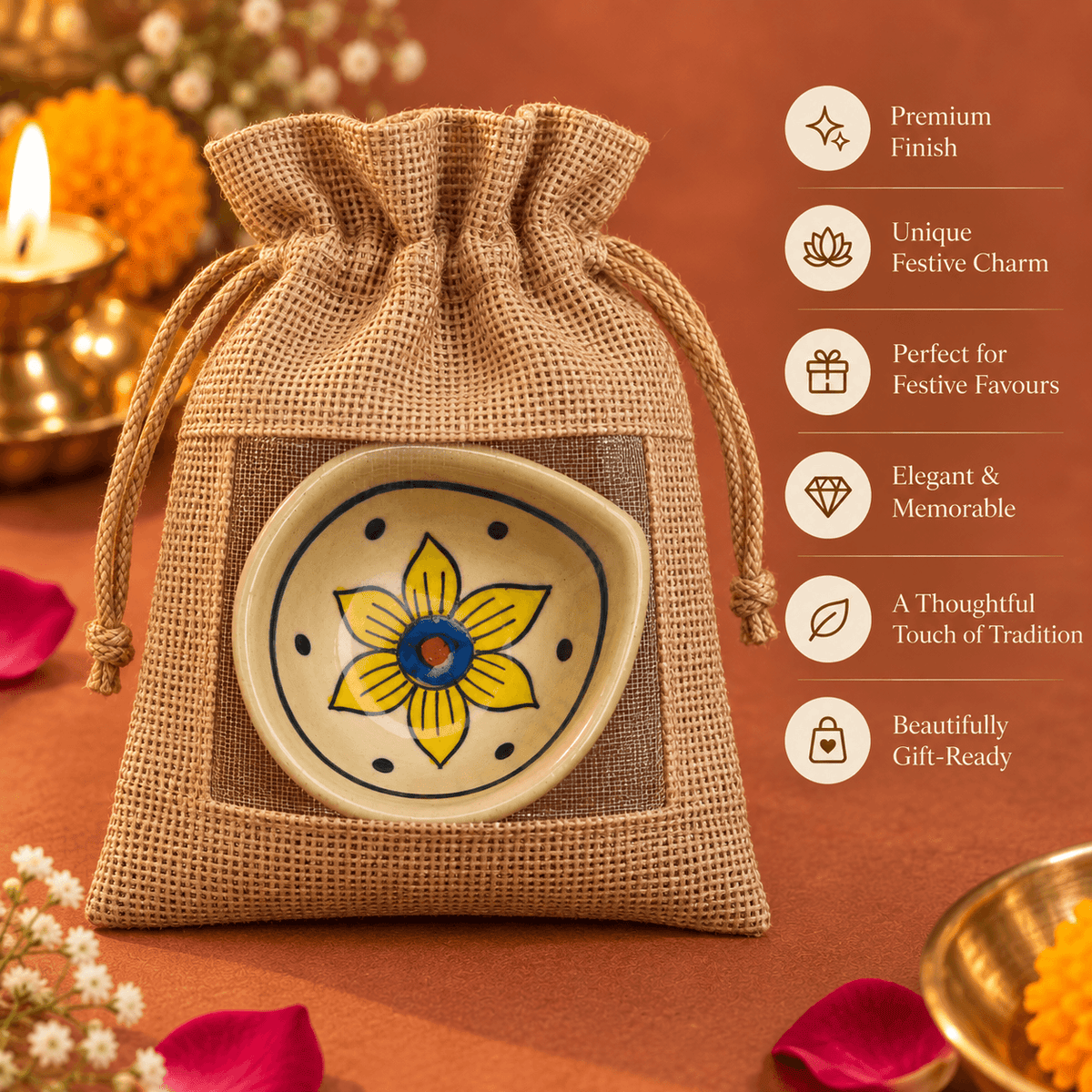 Ceramic Flower Diya