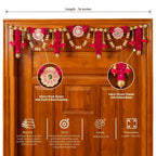 Handcrafted Red and Pink Circular Floral Bloom Toran