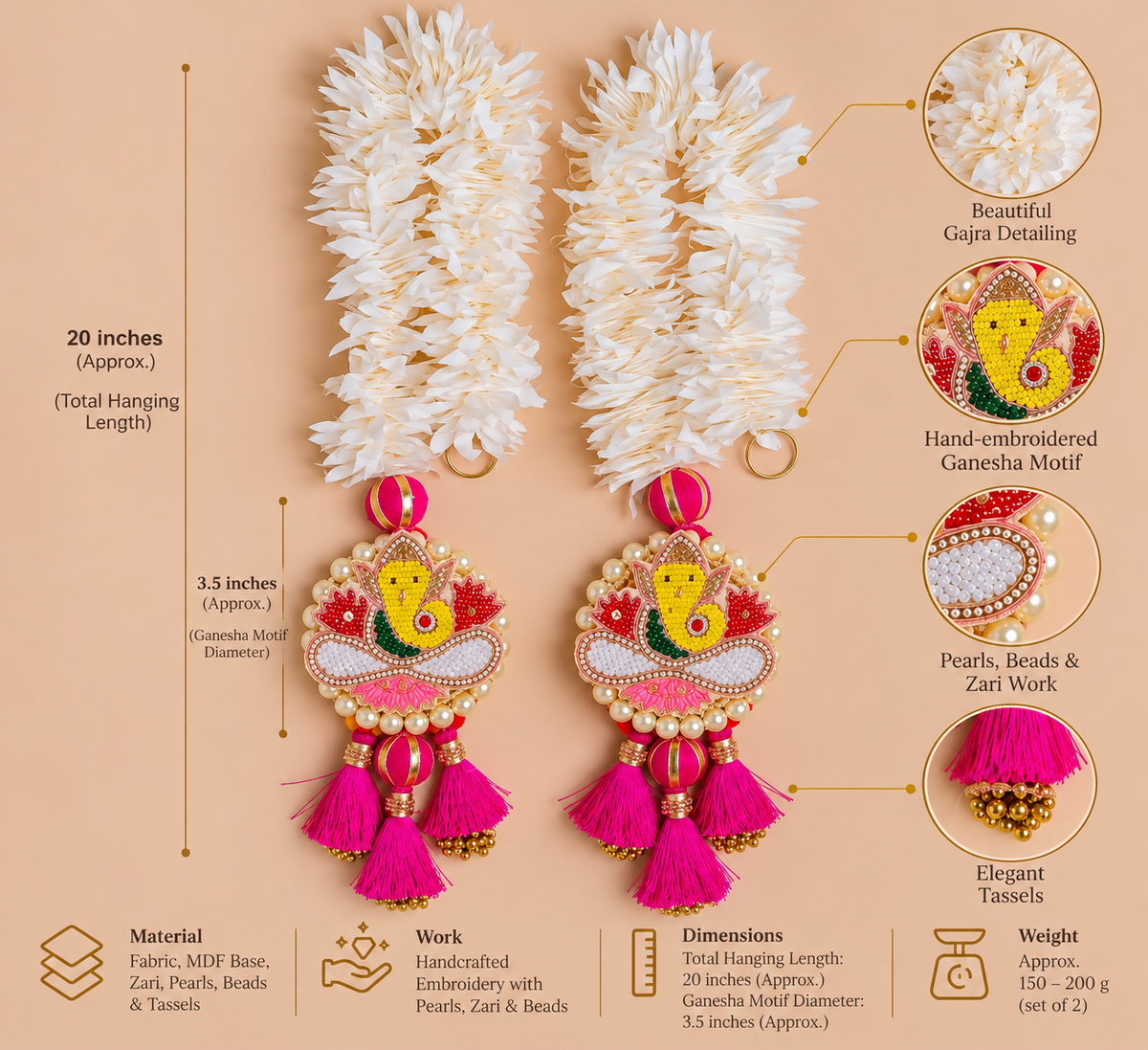 Handcrafted Ganesh Latkan Hanging for Door & Home Decoration