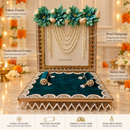 Emerald Green Pearl Singhasan Chowki Makhar