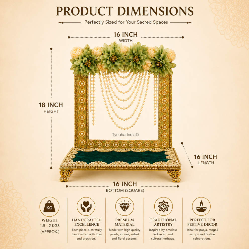 Emerald Green Pearl Singhasan Chowki Makhar