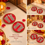 Handcrafted Lakshmi Charan with Kundan Stones-Set of 2