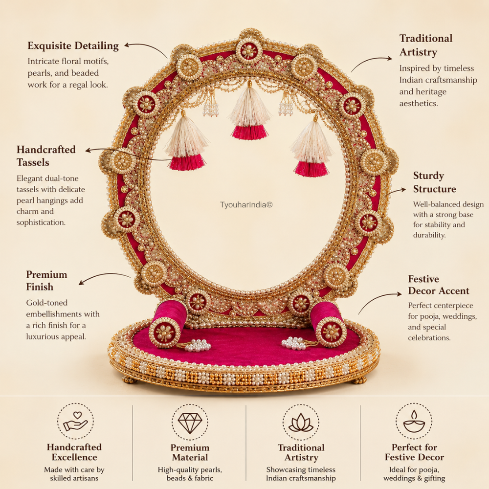 Fuchsia Golden Zari Singhasan Chowki Makhar