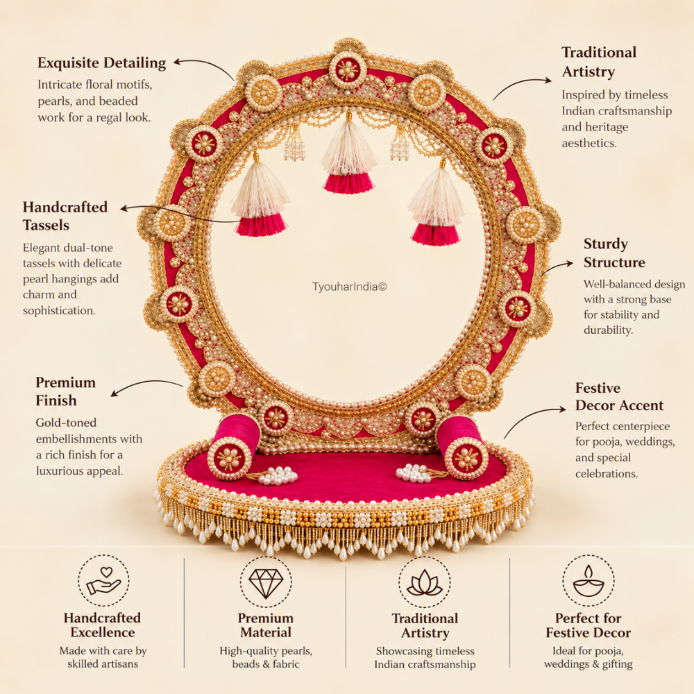 Fuchsia Golden Zari Singhasan Chowki Makhar