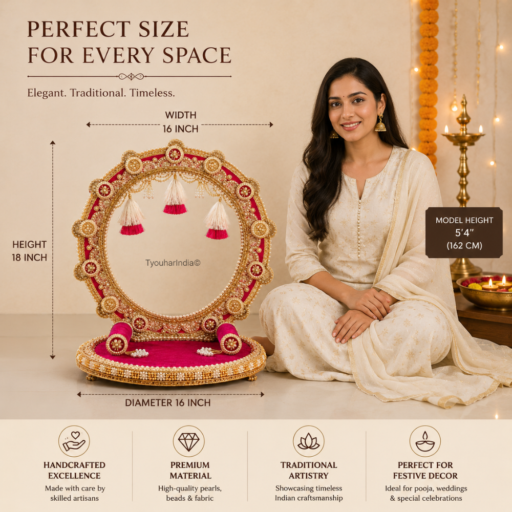 Fuchsia Golden Zari Singhasan Chowki Makhar