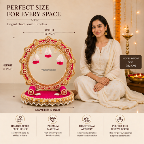 Fuchsia Golden Zari Singhasan Chowki Makhar