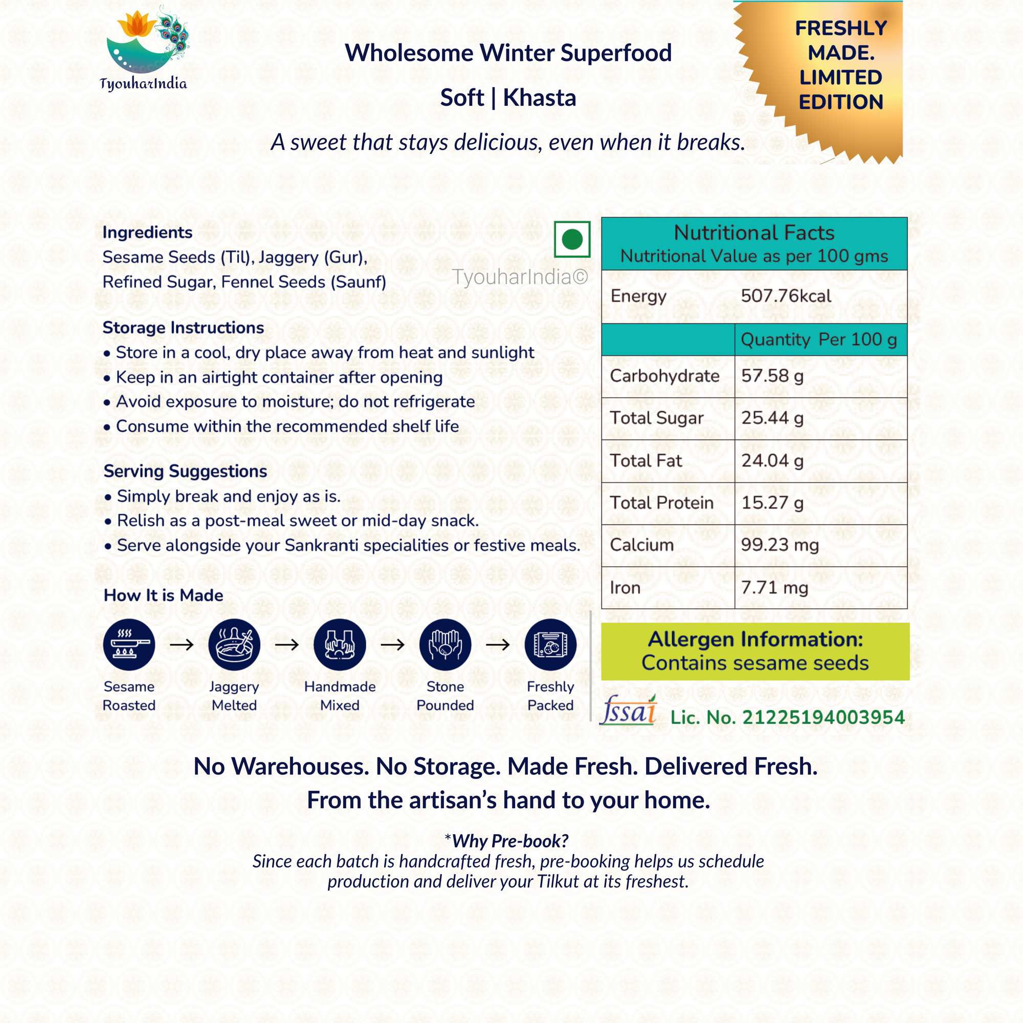 Sankranti Special Gur Tilkut from Gaya, Bihar – Authentic and Handcrafted Sesame & Jaggery Sweet | Gajak | Makar Sankranti Special