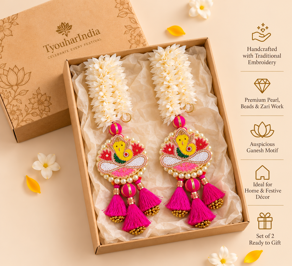 Handcrafted Ganesh Latkan Hanging for Door & Home Decoration