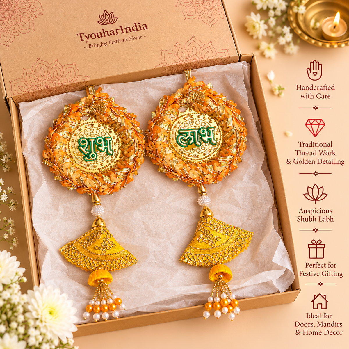 Traditional Shubh Labh Hanging with Decorative Tassels