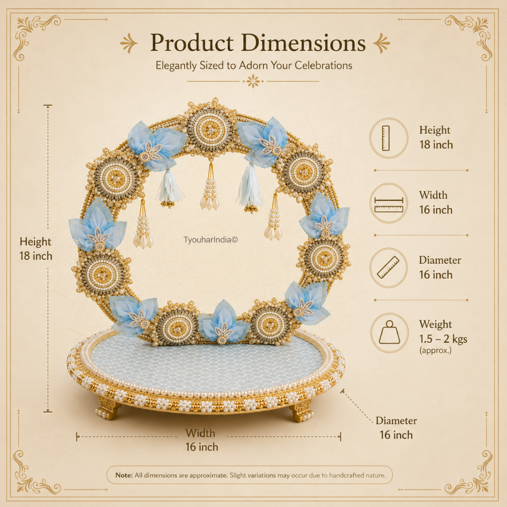 Ivory Pink/ Blue Bloom Singhasan Chowki Makhar