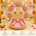 Ivory Pink Bloom Singhasan Chowki Makhar
