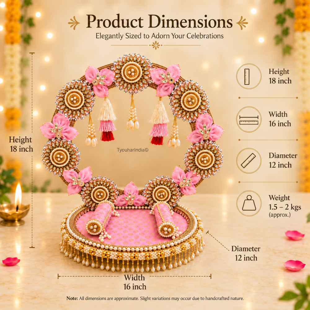 Ivory Pink Bloom Singhasan Chowki Makhar