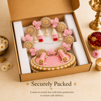 Ivory Pink Bloom Singhasan Chowki Makhar