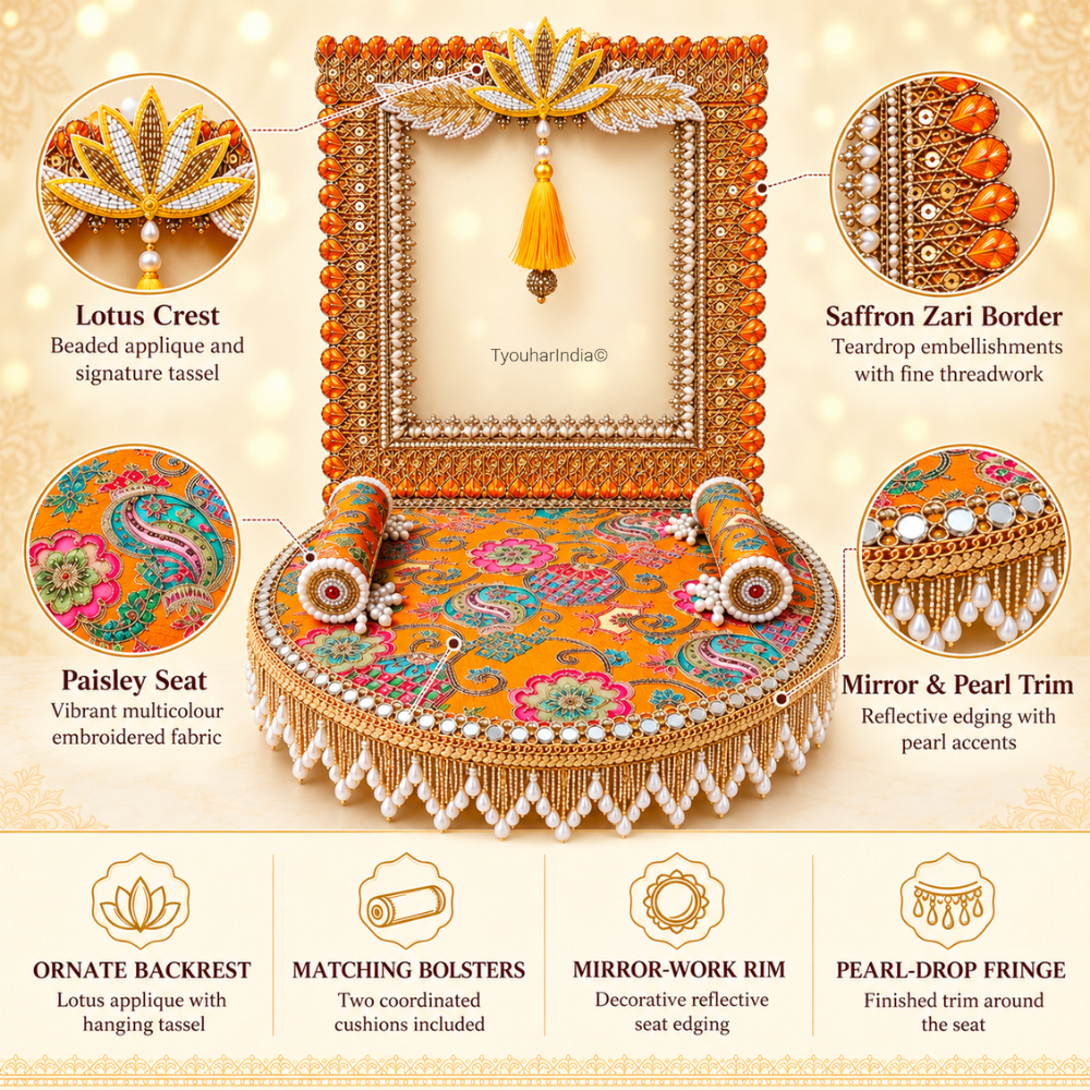 Kesari Gulabi Utsav Singhasan Chowki Makhar