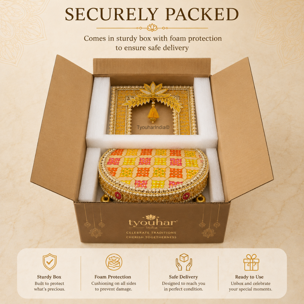 Kesari Gulabi Utsav Singhasan Chowki Makhar