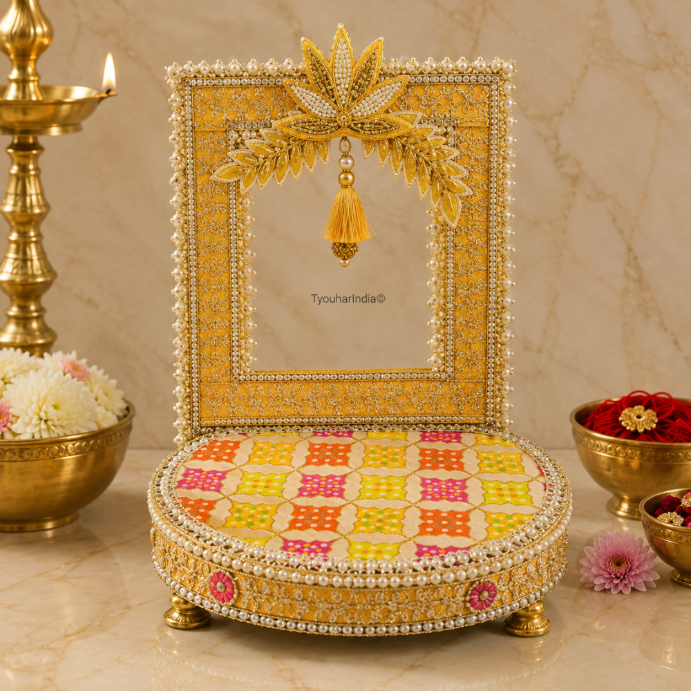 Kesari Gulabi Utsav Singhasan Chowki Makhar