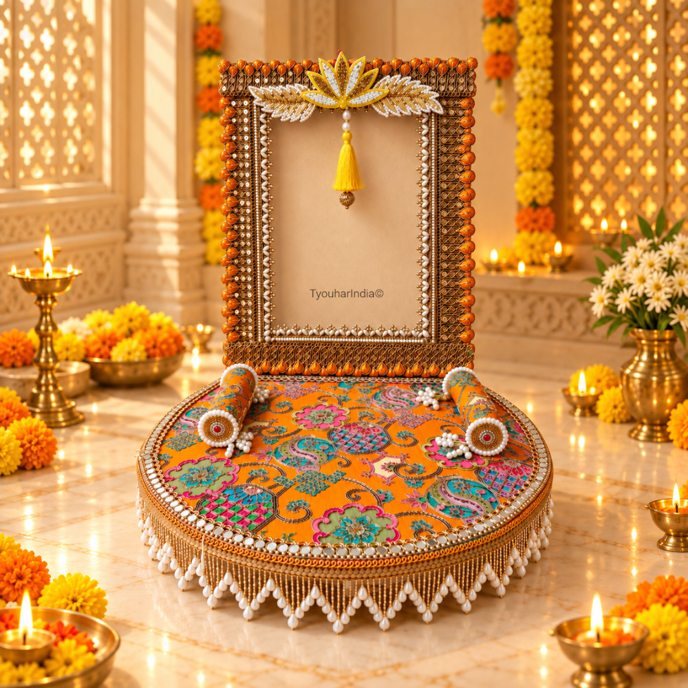 Kesari Gulabi Utsav Singhasan Chowki Makhar