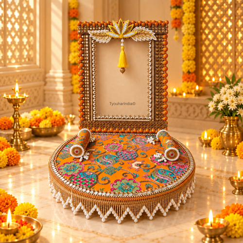 Kesari Gulabi Utsav Singhasan Chowki Makhar