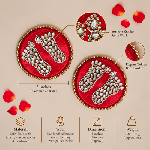 Handcrafted Lakshmi Charan with Kundan Stones-Set of 2