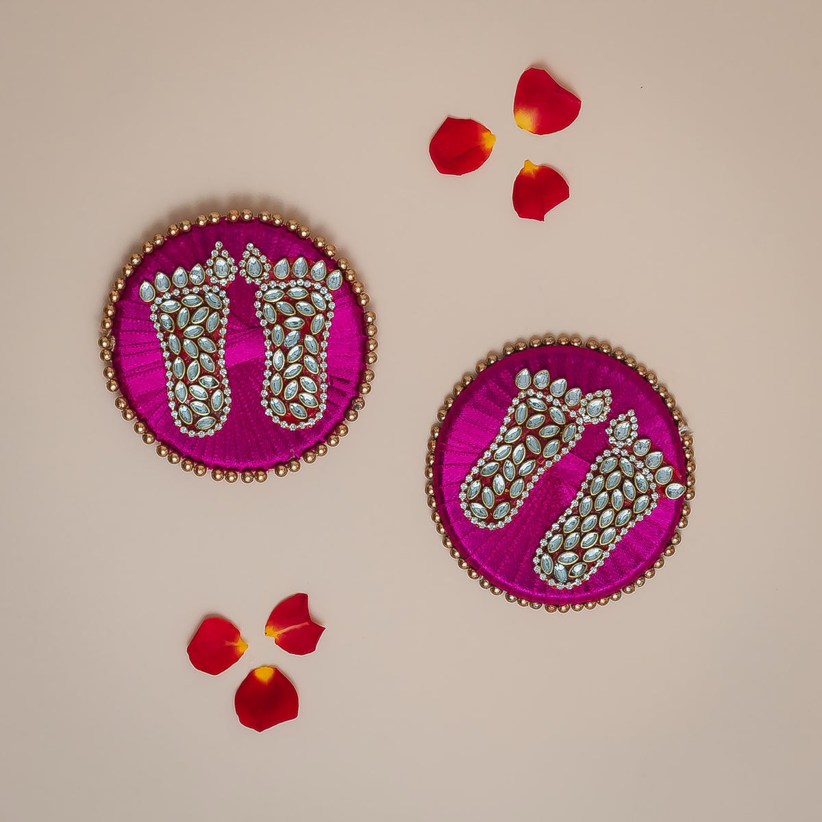 Handcrafted Lakshmi Charan with Kundan Stones-Set of 2