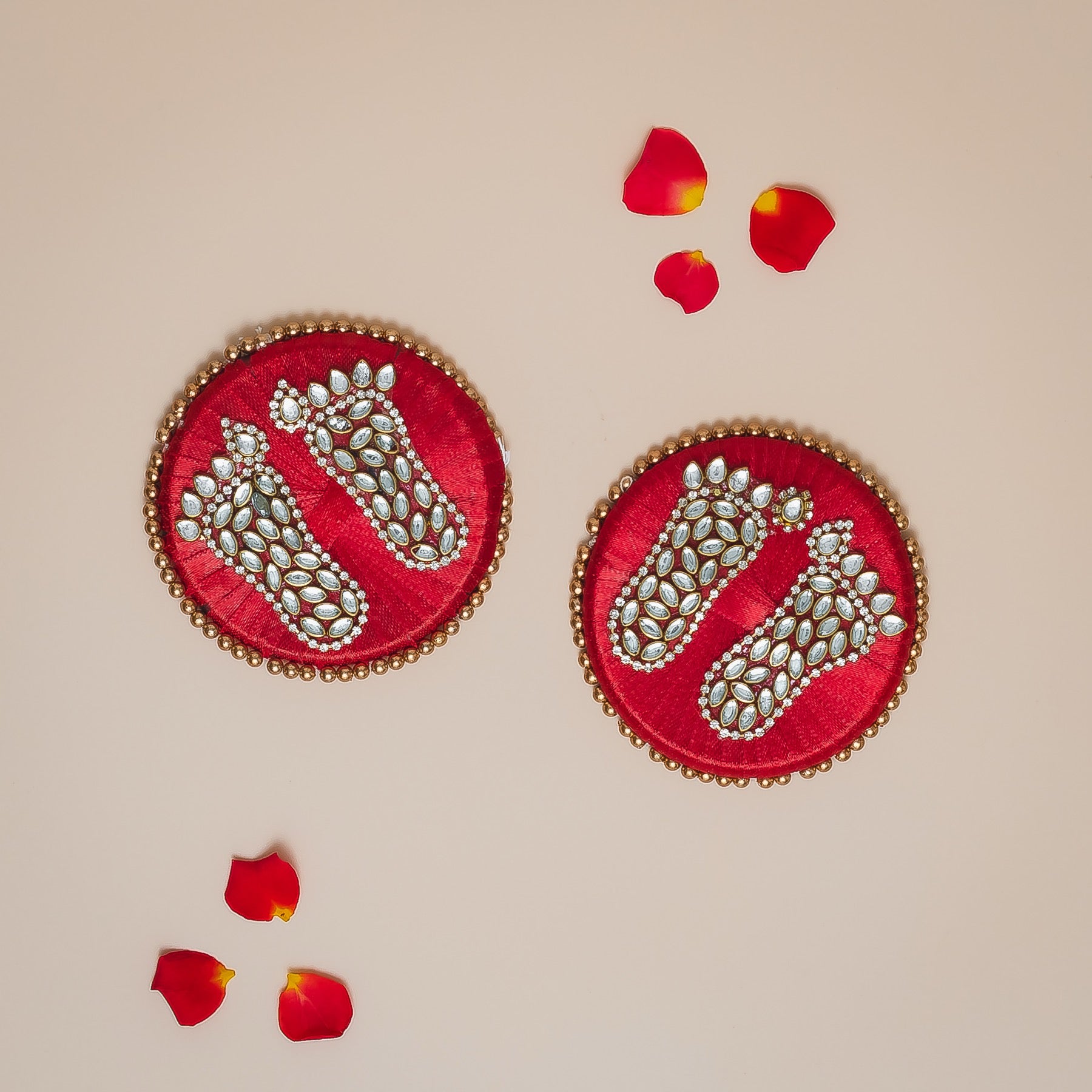 Handcrafted Lakshmi Charan with Kundan Stones-Set of 2