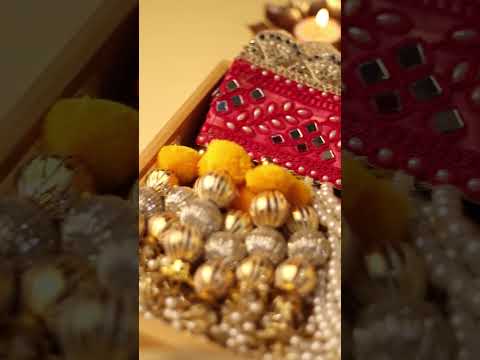 Handcrafted Rose Red Mirror, Pearl & Tassel Work Toran