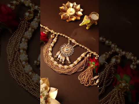 Handcrafted Red Floral Pearl & Beaded Door Toran with Kundan Stone Work