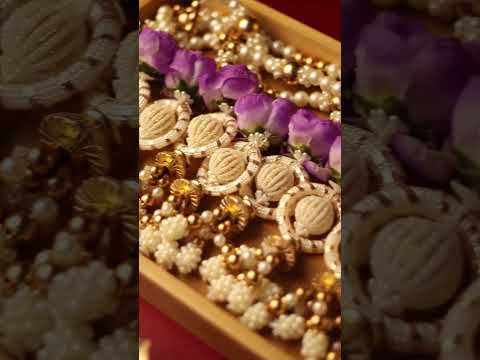 Handcrafted Purple Floral Beaded Toran with Golden Pearl Work