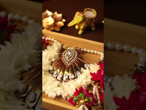 Handcrafted Red Floral Beaded Toran with Metallic Stone Work