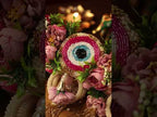 Handcrafted Pink Floral Evil Eye Toran with Side Latkans