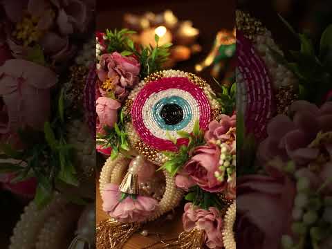 Handcrafted Pink Floral Evil Eye Toran with Side Latkans
