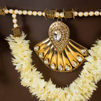 Handcrafted Red Floral Beaded Toran with Metallic Stone Work