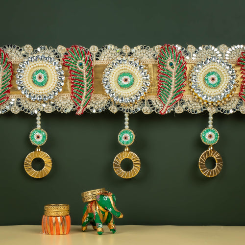 Handcrafted Heavy Stone Work & Embroidered Floral Toran