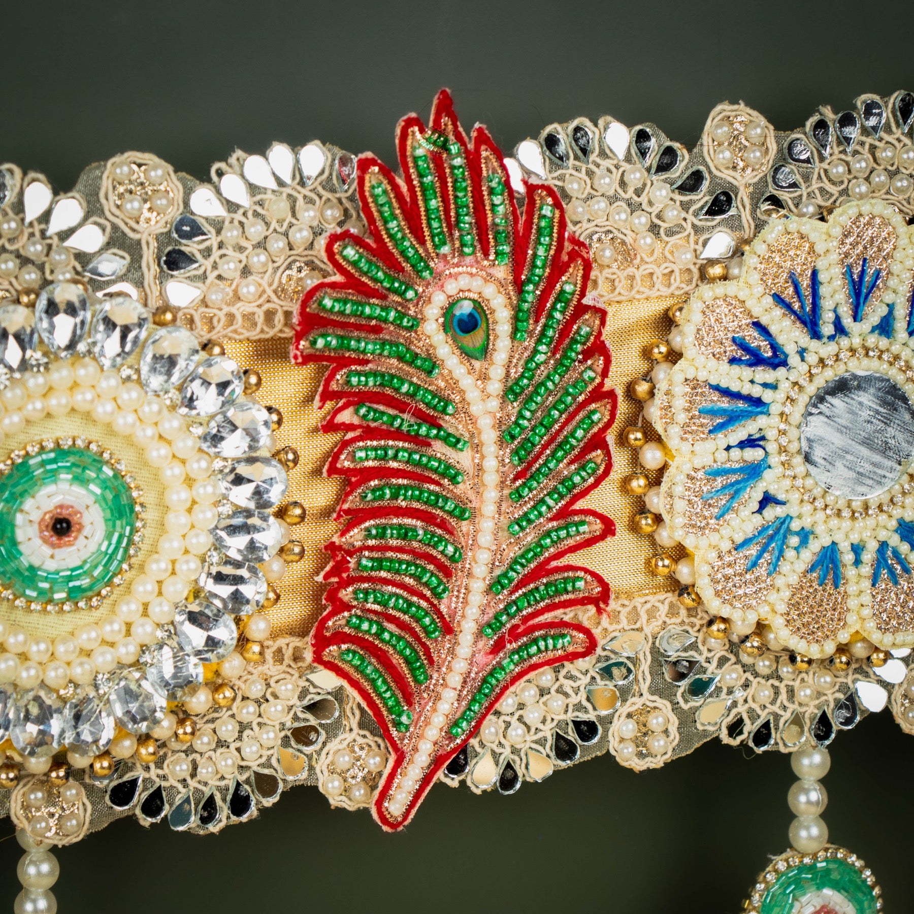 Handcrafted Heavy Stone Work & Embroidered Floral Toran