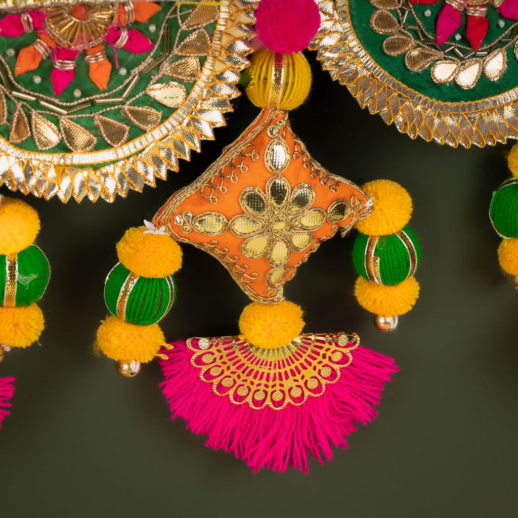 Handcrafted Multicolor Gota Patti & Fabric Cushion Toran with Tassels