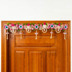 Handcrafted Pink Floral Evil Eye Toran with Side Latkans