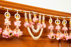 Handcrafted Pink Floral Beaded Toran with Pearl Work