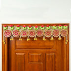 Handcrafted Mirror, Gotta Patti & Floral Pearl Tassel Toran