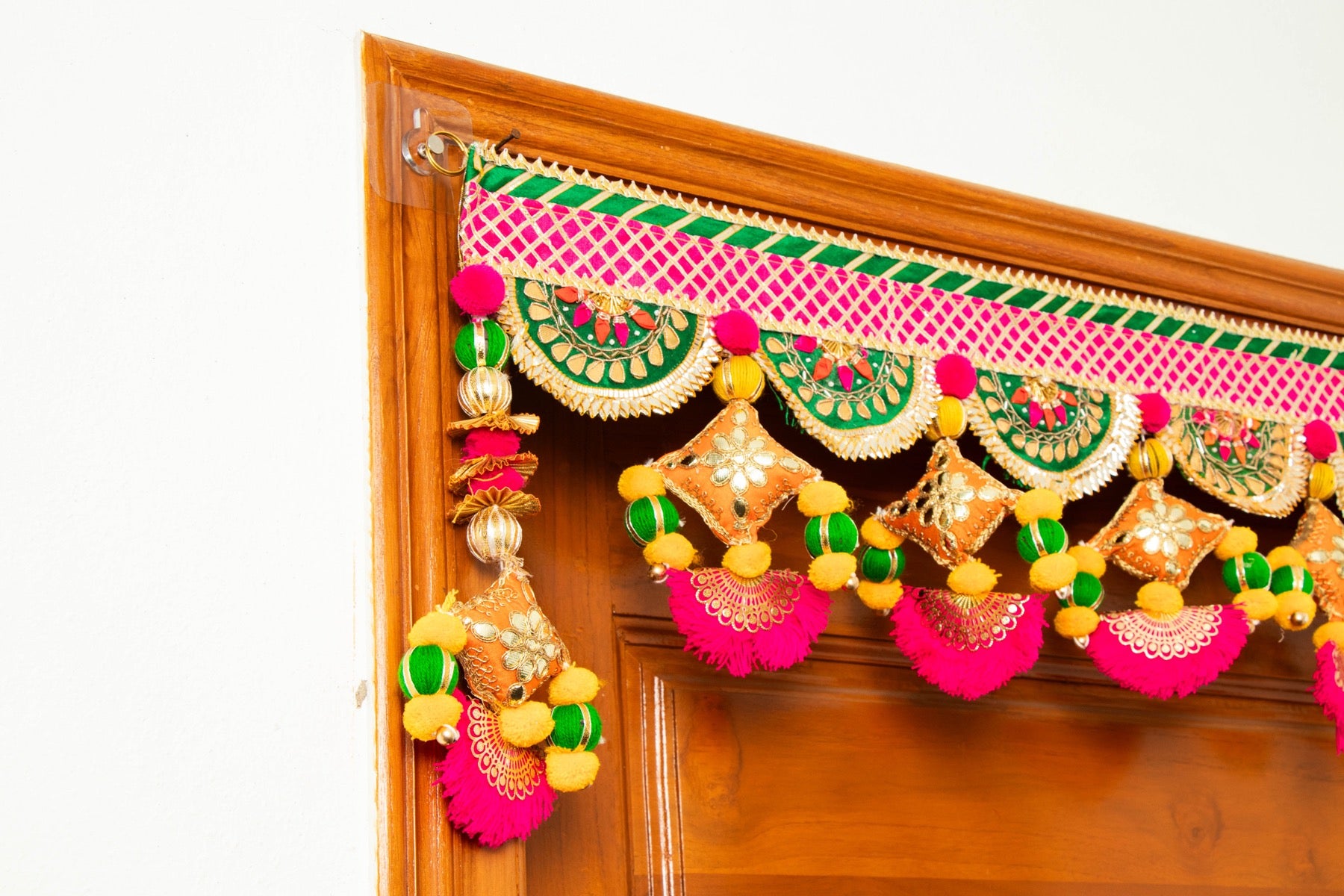 Handcrafted Multicolor Gota Patti & Fabric Cushion Toran with Tassels