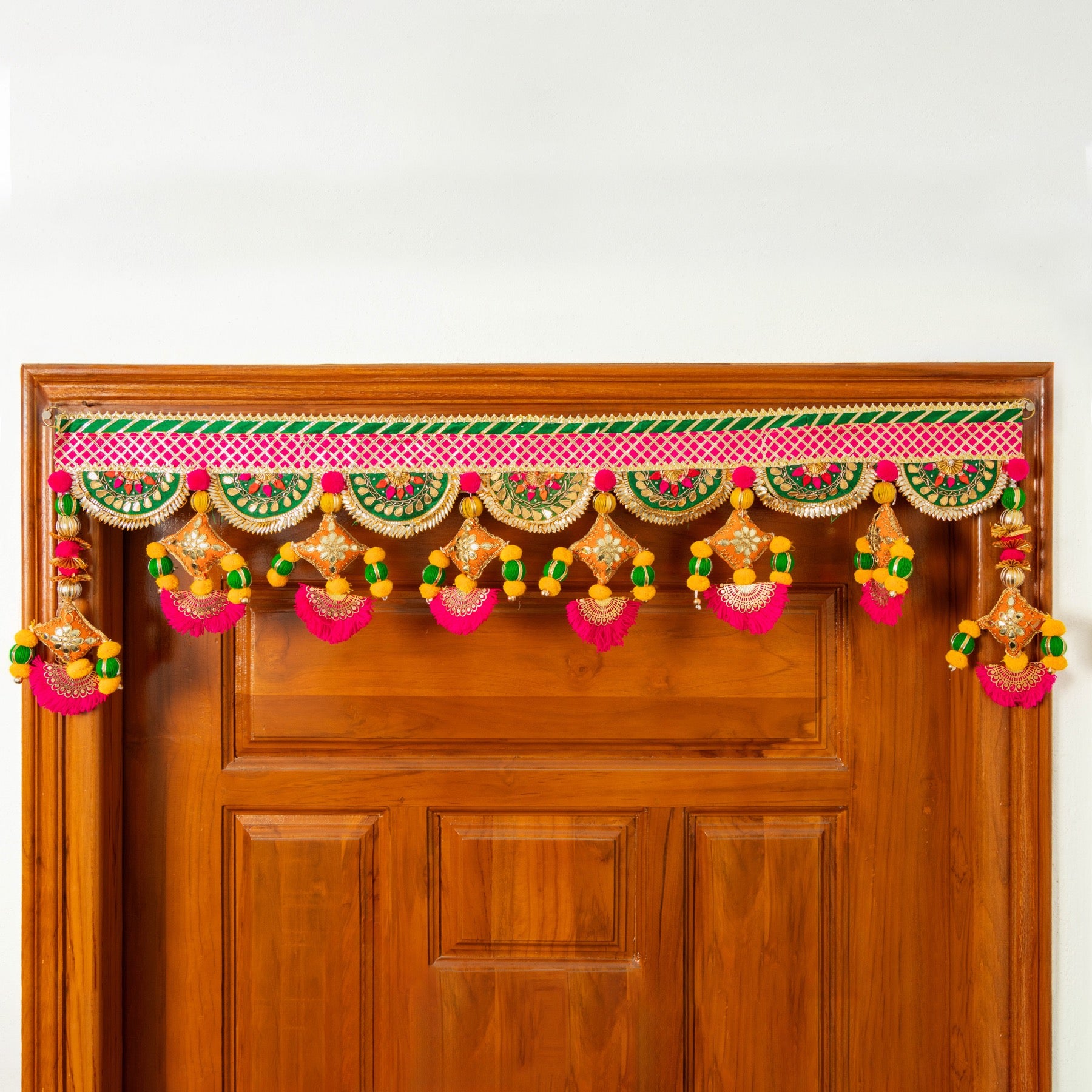 Handcrafted Multicolor Gota Patti & Fabric Cushion Toran with Tassels